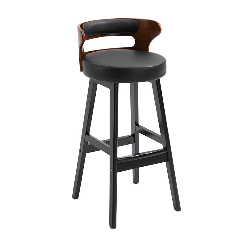 Scandinavian Wood Upholstered Counter Stools Low Back Bar Stools with Round Seat Black 1 Piece Clearhalo 'Bar Furniture' 'Bar Stools' 'bar_stools' 'furniture_bar_stools' 'Kitchen & Dining Furniture' 'kitchen&dining_furn' 'kitchen' 'kitchen_furn' Furniture' 4422881