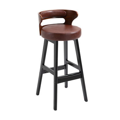 Scandinavian Wood Upholstered Counter Stools Low Back Bar Stools with Round Seat Brown 1 Piece Clearhalo 'Bar Furniture' 'Bar Stools' 'bar_stools' 'furniture_bar_stools' 'Kitchen & Dining Furniture' 'kitchen&dining_furn' 'kitchen' 'kitchen_furn' Furniture' 4422882
