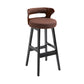 Scandinavian Wood Upholstered Counter Stools Low Back Bar Stools with Round Seat Coffee 1 Piece Clearhalo 'Bar Furniture' 'Bar Stools' 'bar_stools' 'furniture_bar_stools' 'Kitchen & Dining Furniture' 'kitchen&dining_furn' 'kitchen' 'kitchen_furn' Furniture' 4422884