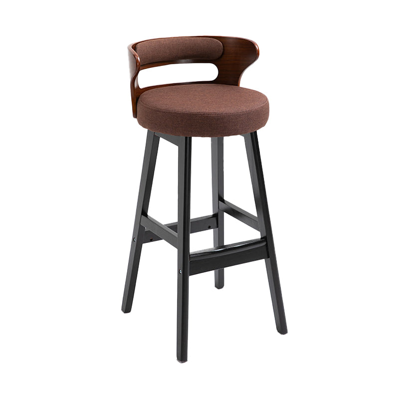 Scandinavian Wood Upholstered Counter Stools Low Back Bar Stools with Round Seat Coffee 1 Piece Clearhalo 'Bar Furniture' 'Bar Stools' 'bar_stools' 'furniture_bar_stools' 'Kitchen & Dining Furniture' 'kitchen&dining_furn' 'kitchen' 'kitchen_furn' Furniture' 4422884