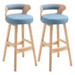 Scandinavian Wood Upholstered Counter Stools Low Back Bar Stools with Round Seat Blue Set of 2 Clearhalo 'Bar Furniture' 'Bar Stools' 'bar_stools' 'furniture_bar_stools' 'Kitchen & Dining Furniture' 'kitchen&dining_furn' 'kitchen' 'kitchen_furn' Furniture' 4422886