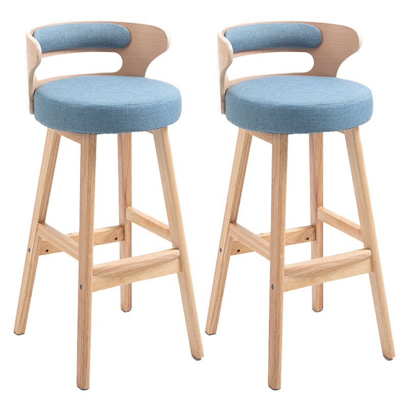 Scandinavian Wood Upholstered Counter Stools Low Back Bar Stools with Round Seat Blue Set of 2 Clearhalo 'Bar Furniture' 'Bar Stools' 'bar_stools' 'furniture_bar_stools' 'Kitchen & Dining Furniture' 'kitchen&dining_furn' 'kitchen' 'kitchen_furn' Furniture' 4422886