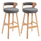 Scandinavian Wood Upholstered Counter Stools Low Back Bar Stools with Round Seat Grey Set of 2 Clearhalo 'Bar Furniture' 'Bar Stools' 'bar_stools' 'furniture_bar_stools' 'Kitchen & Dining Furniture' 'kitchen&dining_furn' 'kitchen' 'kitchen_furn' Furniture' 4422889