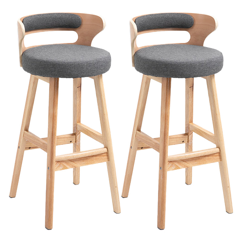 Scandinavian Wood Upholstered Counter Stools Low Back Bar Stools with Round Seat Grey Set of 2 Clearhalo 'Bar Furniture' 'Bar Stools' 'bar_stools' 'furniture_bar_stools' 'Kitchen & Dining Furniture' 'kitchen&dining_furn' 'kitchen' 'kitchen_furn' Furniture' 4422889