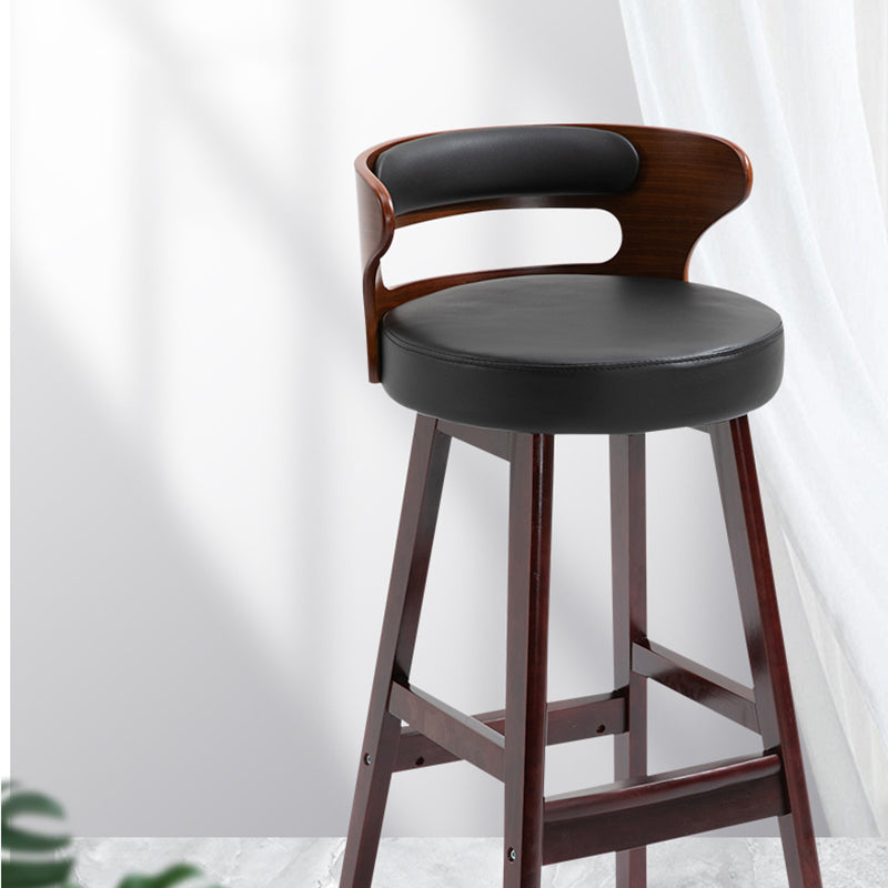 Scandinavian Wood Upholstered Counter Stools Low Back Bar Stools with Round Seat Clearhalo 'Bar Furniture' 'Bar Stools' 'bar_stools' 'furniture_bar_stools' 'Kitchen & Dining Furniture' 'kitchen&dining_furn' 'kitchen' 'kitchen_furn' Furniture' 4422890