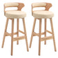 Scandinavian Wood Upholstered Counter Stools Low Back Bar Stools with Round Seat Beige Set of 2 Clearhalo 'Bar Furniture' 'Bar Stools' 'bar_stools' 'furniture_bar_stools' 'Kitchen & Dining Furniture' 'kitchen&dining_furn' 'kitchen' 'kitchen_furn' Furniture' 4422891