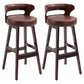Scandinavian Wood Upholstered Counter Stools Low Back Bar Stools with Round Seat Red Brown Set of 2 Clearhalo 'Bar Furniture' 'Bar Stools' 'bar_stools' 'furniture_bar_stools' 'Kitchen & Dining Furniture' 'kitchen&dining_furn' 'kitchen' 'kitchen_furn' Furniture' 4422893