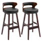 Scandinavian Wood Upholstered Counter Stools Low Back Bar Stools with Round Seat Red-Black Set of 2 Clearhalo 'Bar Furniture' 'Bar Stools' 'bar_stools' 'furniture_bar_stools' 'Kitchen & Dining Furniture' 'kitchen&dining_furn' 'kitchen' 'kitchen_furn' Furniture' 4422894