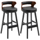 Scandinavian Wood Upholstered Counter Stools Low Back Bar Stools with Round Seat Black Set of 2 Clearhalo 'Bar Furniture' 'Bar Stools' 'bar_stools' 'furniture_bar_stools' 'Kitchen & Dining Furniture' 'kitchen&dining_furn' 'kitchen' 'kitchen_furn' Furniture' 4422895