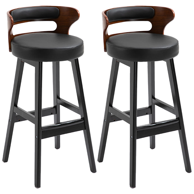 Scandinavian Wood Upholstered Counter Stools Low Back Bar Stools with Round Seat Black Set of 2 Clearhalo 'Bar Furniture' 'Bar Stools' 'bar_stools' 'furniture_bar_stools' 'Kitchen & Dining Furniture' 'kitchen&dining_furn' 'kitchen' 'kitchen_furn' Furniture' 4422895