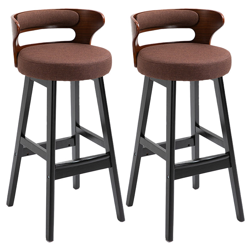Scandinavian Wood Upholstered Counter Stools Low Back Bar Stools with Round Seat Coffee Set of 2 Clearhalo 'Bar Furniture' 'Bar Stools' 'bar_stools' 'furniture_bar_stools' 'Kitchen & Dining Furniture' 'kitchen&dining_furn' 'kitchen' 'kitchen_furn' Furniture' 4422897