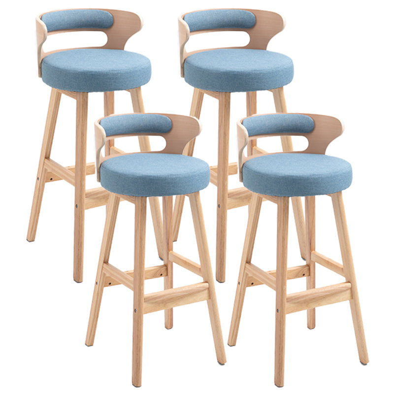 Scandinavian Wood Upholstered Counter Stools Low Back Bar Stools with Round Seat Blue Set of 4 Clearhalo 'Bar Furniture' 'Bar Stools' 'bar_stools' 'furniture_bar_stools' 'Kitchen & Dining Furniture' 'kitchen&dining_furn' 'kitchen' 'kitchen_furn' Furniture' 4422898