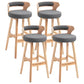 Scandinavian Wood Upholstered Counter Stools Low Back Bar Stools with Round Seat Grey Set of 4 Clearhalo 'Bar Furniture' 'Bar Stools' 'bar_stools' 'furniture_bar_stools' 'Kitchen & Dining Furniture' 'kitchen&dining_furn' 'kitchen' 'kitchen_furn' Furniture' 4422899