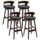 Scandinavian Wood Upholstered Counter Stools Low Back Bar Stools with Round Seat Red-Black Set of 4 Clearhalo 'Bar Furniture' 'Bar Stools' 'bar_stools' 'furniture_bar_stools' 'Kitchen & Dining Furniture' 'kitchen&dining_furn' 'kitchen' 'kitchen_furn' Furniture' 4422902