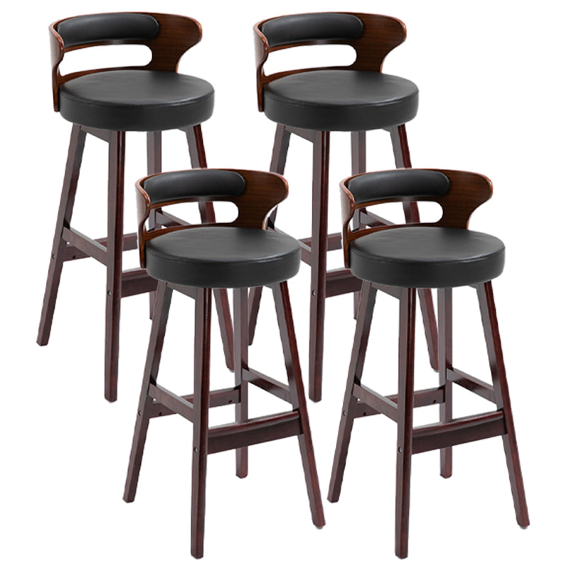 Scandinavian Wood Upholstered Counter Stools Low Back Bar Stools with Round Seat Red-Black Set of 4 Clearhalo 'Bar Furniture' 'Bar Stools' 'bar_stools' 'furniture_bar_stools' 'Kitchen & Dining Furniture' 'kitchen&dining_furn' 'kitchen' 'kitchen_furn' Furniture' 4422902