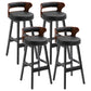 Scandinavian Wood Upholstered Counter Stools Low Back Bar Stools with Round Seat Black Set of 4 Clearhalo 'Bar Furniture' 'Bar Stools' 'bar_stools' 'furniture_bar_stools' 'Kitchen & Dining Furniture' 'kitchen&dining_furn' 'kitchen' 'kitchen_furn' Furniture' 4422903
