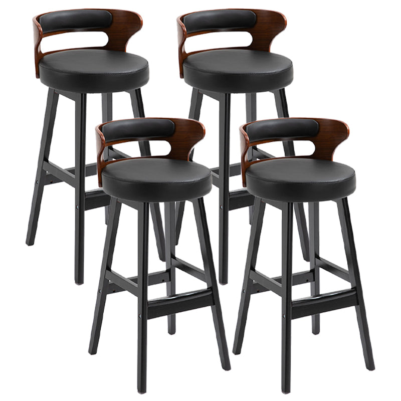 Scandinavian Wood Upholstered Counter Stools Low Back Bar Stools with Round Seat Black Set of 4 Clearhalo 'Bar Furniture' 'Bar Stools' 'bar_stools' 'furniture_bar_stools' 'Kitchen & Dining Furniture' 'kitchen&dining_furn' 'kitchen' 'kitchen_furn' Furniture' 4422903
