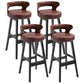 Scandinavian Wood Upholstered Counter Stools Low Back Bar Stools with Round Seat Brown Set of 4 Clearhalo 'Bar Furniture' 'Bar Stools' 'bar_stools' 'furniture_bar_stools' 'Kitchen & Dining Furniture' 'kitchen&dining_furn' 'kitchen' 'kitchen_furn' Furniture' 4422904