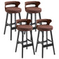 Scandinavian Wood Upholstered Counter Stools Low Back Bar Stools with Round Seat Coffee Set of 4 Clearhalo 'Bar Furniture' 'Bar Stools' 'bar_stools' 'furniture_bar_stools' 'Kitchen & Dining Furniture' 'kitchen&dining_furn' 'kitchen' 'kitchen_furn' Furniture' 4422905