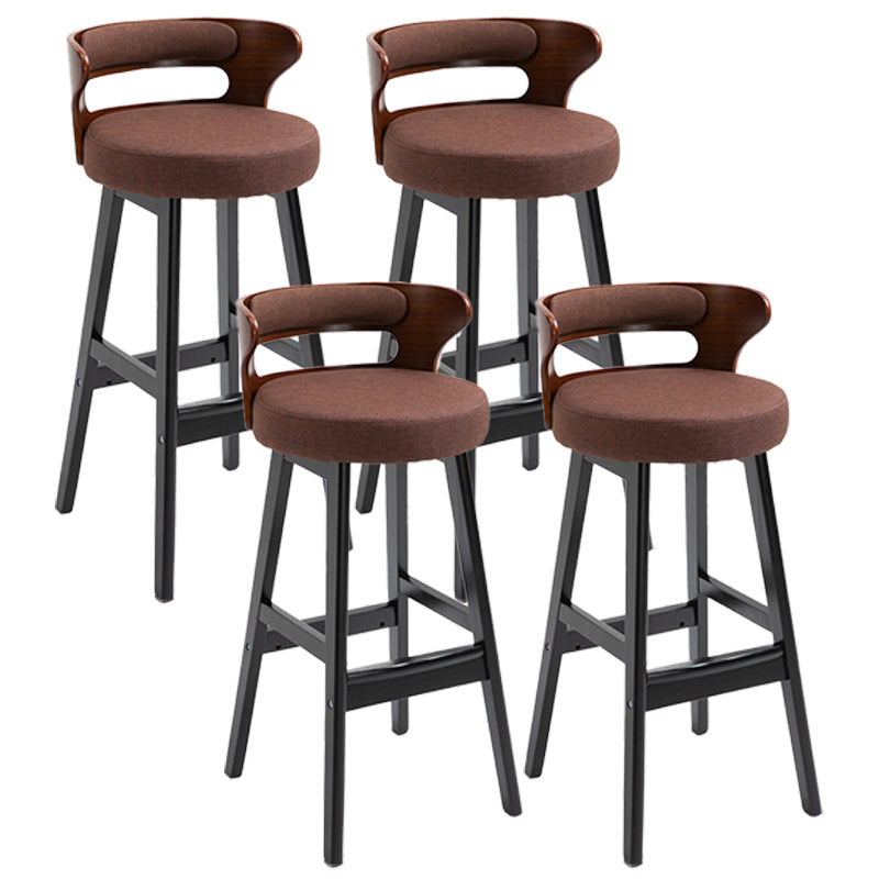 Scandinavian Wood Upholstered Counter Stools Low Back Bar Stools with Round Seat Coffee Set of 4 Clearhalo 'Bar Furniture' 'Bar Stools' 'bar_stools' 'furniture_bar_stools' 'Kitchen & Dining Furniture' 'kitchen&dining_furn' 'kitchen' 'kitchen_furn' Furniture' 4422905