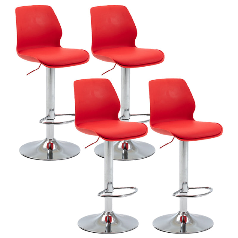 Adjustable Height Silver Counter Stools Swivel Scandinavian Metal Bar Stools (Set of 4) Red 4 Piece Set Clearhalo 'Bar Furniture' 'Bar Stools' 'bar_stools' 'furn' 'furn_bar_stools' 'furniture_bar_stools' 'Kitchen & Dining Furniture' 'kitchen&dining_furn' 'kitchen' 'kitchen_furn' Furniture' 4422909