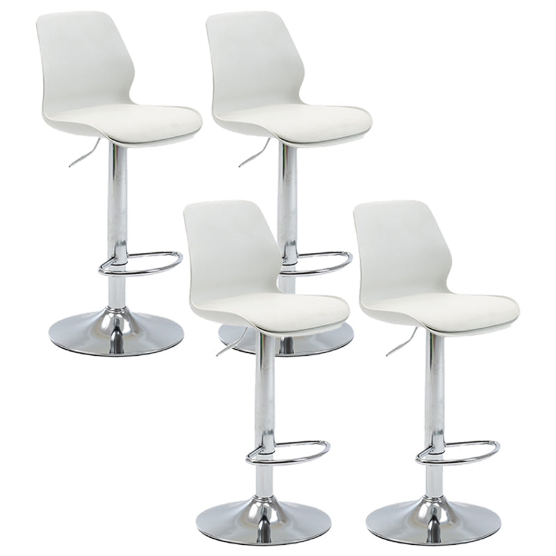 Adjustable Height Silver Counter Stools Swivel Scandinavian Metal Bar Stools (Set of 4) White 4 Piece Set Clearhalo 'Bar Furniture' 'Bar Stools' 'bar_stools' 'furn' 'furn_bar_stools' 'furniture_bar_stools' 'Kitchen & Dining Furniture' 'kitchen&dining_furn' 'kitchen' 'kitchen_furn' Furniture' 4422915