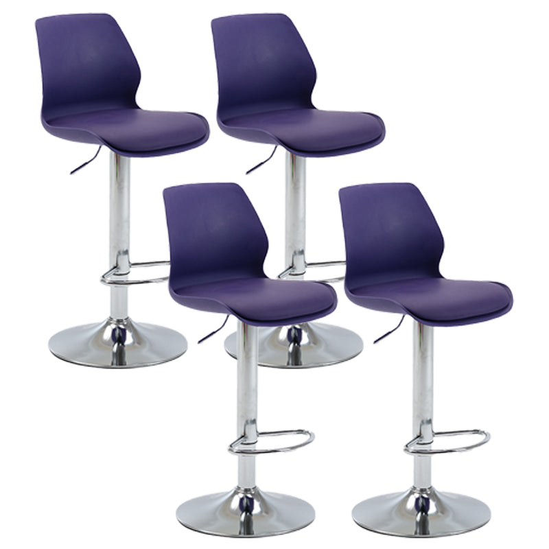 Adjustable Height Silver Counter Stools Swivel Scandinavian Metal Bar Stools (Set of 4) Purple 4 Piece Set Clearhalo 'Bar Furniture' 'Bar Stools' 'bar_stools' 'furn' 'furn_bar_stools' 'furniture_bar_stools' 'Kitchen & Dining Furniture' 'kitchen&dining_furn' 'kitchen' 'kitchen_furn' Furniture' 4422921