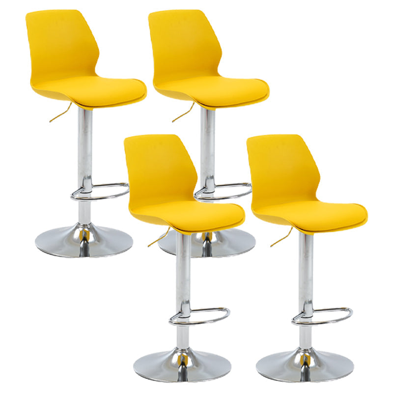 Adjustable Height Silver Counter Stools Swivel Scandinavian Metal Bar Stools (Set of 4) Yellow 4 Piece Set Clearhalo 'Bar Furniture' 'Bar Stools' 'bar_stools' 'furn' 'furn_bar_stools' 'furniture_bar_stools' 'Kitchen & Dining Furniture' 'kitchen&dining_furn' 'kitchen' 'kitchen_furn' Furniture' 4422923
