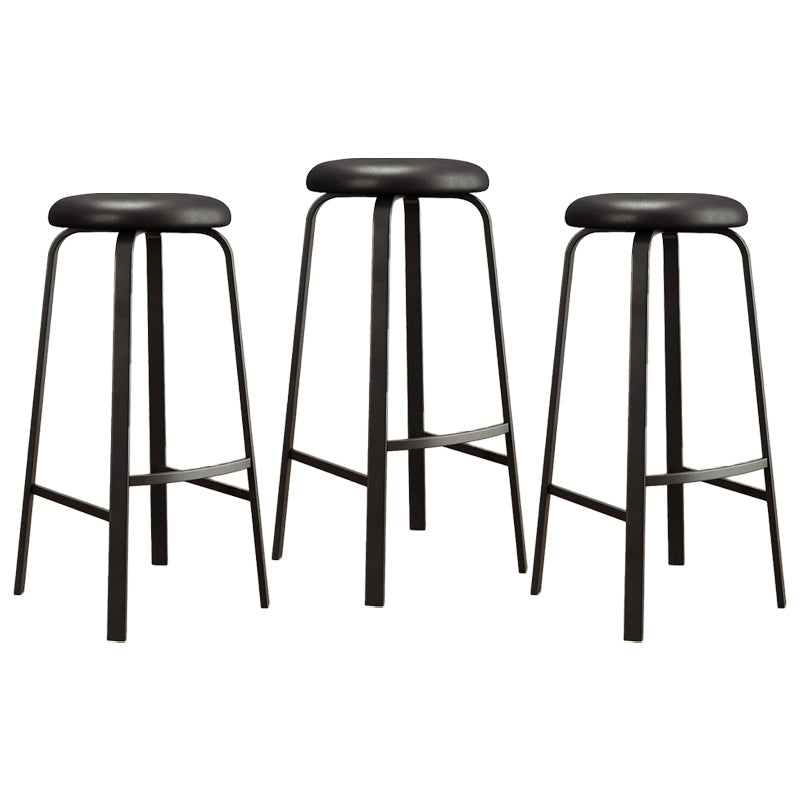 Stackable Black Counter Stools Backless Scandinavian Metal Bar Stools (Set of 3) Gloss Black 3 Piece Set Clearhalo 'Bar Furniture' 'Bar Stools' 'bar_stools' 'furn' 'furn_bar_stools' 'furniture_bar_stools' 'Kitchen & Dining Furniture' 'kitchen&dining_furn' 'kitchen' 'kitchen_furn' Furniture' 4422930