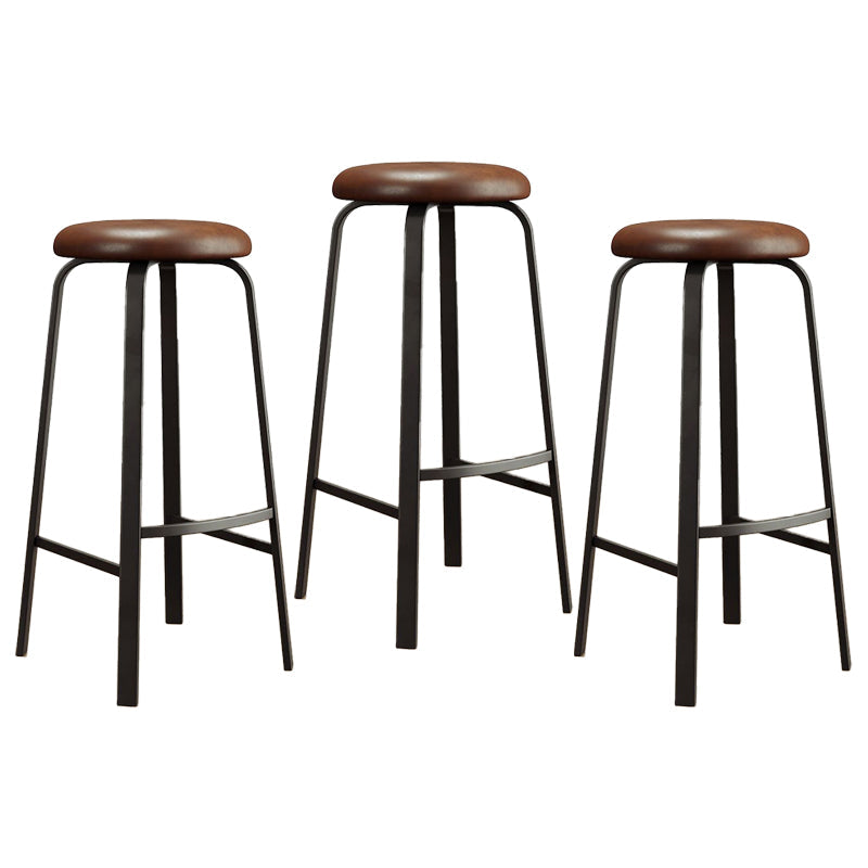 Stackable Black Counter Stools Backless Scandinavian Metal Bar Stools (Set of 3) Brown 3 Piece Set Clearhalo 'Bar Furniture' 'Bar Stools' 'bar_stools' 'furn' 'furn_bar_stools' 'furniture_bar_stools' 'Kitchen & Dining Furniture' 'kitchen&dining_furn' 'kitchen' 'kitchen_furn' Furniture' 4422937