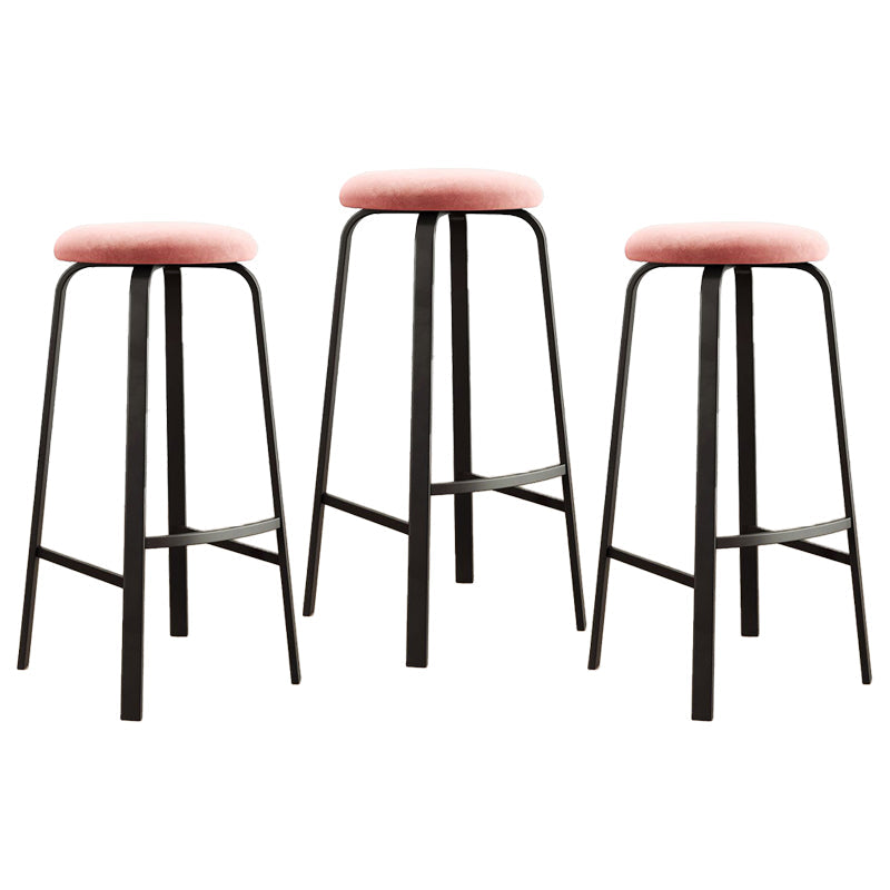 Stackable Black Counter Stools Backless Scandinavian Metal Bar Stools (Set of 3) Pink 3 Piece Set Clearhalo 'Bar Furniture' 'Bar Stools' 'bar_stools' 'furn' 'furn_bar_stools' 'furniture_bar_stools' 'Kitchen & Dining Furniture' 'kitchen&dining_furn' 'kitchen' 'kitchen_furn' Furniture' 4422944