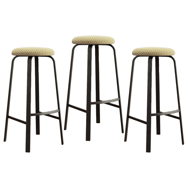 Stackable Black Counter Stools Backless Scandinavian Metal Bar Stools (Set of 3) Yellow White 3 Piece Set Clearhalo 'Bar Furniture' 'Bar Stools' 'bar_stools' 'furn' 'furn_bar_stools' 'furniture_bar_stools' 'Kitchen & Dining Furniture' 'kitchen&dining_furn' 'kitchen' 'kitchen_furn' Furniture' 4422946
