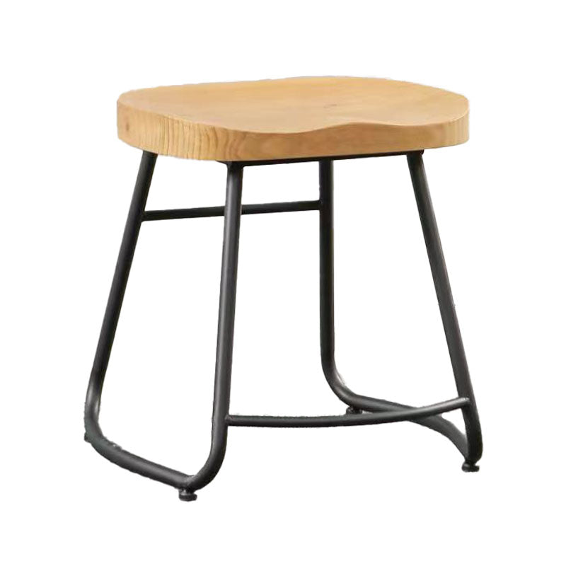 Industrial Style Bar-stool with Sled Round Saddle Seat Counter Stool for Kitchen Black 1 Piece Short Stool(18"H) Clearhalo 'Bar Furniture' 'Bar Stools' 'bar_stools' 'furn' 'furn_bar_stools' 'furniture_bar_stools' 'Kitchen & Dining Furniture' 'kitchen&dining_furn' 'kitchen' 'kitchen_furn' Furniture' 4422962