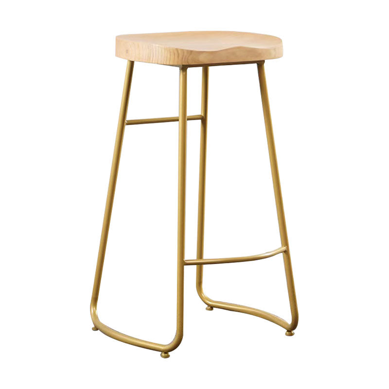 Industrial Style Bar-stool with Sled Round Saddle Seat Counter Stool for Kitchen Gold 1 Piece Bar Stool(30"H) Clearhalo 'Bar Furniture' 'Bar Stools' 'bar_stools' 'furn' 'furn_bar_stools' 'furniture_bar_stools' 'Kitchen & Dining Furniture' 'kitchen&dining_furn' 'kitchen' 'kitchen_furn' Furniture' 4422971