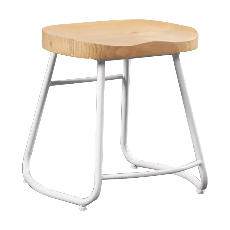 Industrial Style Bar-stool with Sled Round Saddle Seat Counter Stool for Kitchen White 1 Piece Short Stool(18"H) Clearhalo 'Bar Furniture' 'Bar Stools' 'bar_stools' 'furn' 'furn_bar_stools' 'furniture_bar_stools' 'Kitchen & Dining Furniture' 'kitchen&dining_furn' 'kitchen' 'kitchen_furn' Furniture' 4422973