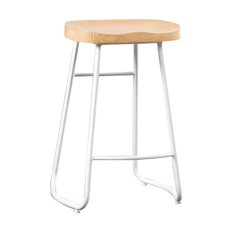 Industrial Style Bar-stool with Sled Round Saddle Seat Counter Stool for Kitchen White 1 Piece Counter Stool(26"H) Clearhalo 'Bar Furniture' 'Bar Stools' 'bar_stools' 'furn' 'furn_bar_stools' 'furniture_bar_stools' 'Kitchen & Dining Furniture' 'kitchen&dining_furn' 'kitchen' 'kitchen_furn' Furniture' 4422975