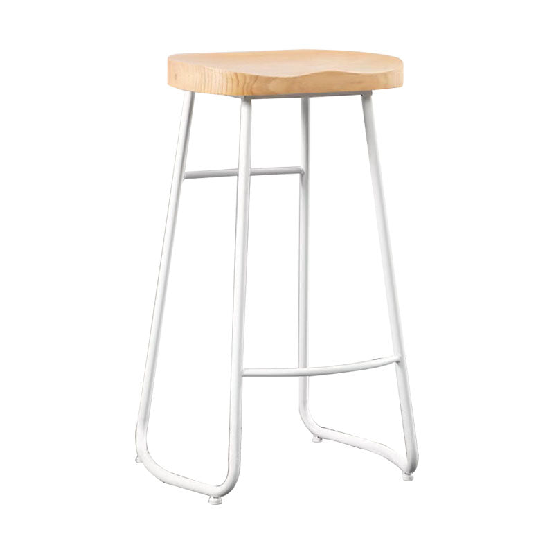 Industrial Style Bar-stool with Sled Round Saddle Seat Counter Stool for Kitchen White 1 Piece Bar Stool(30"H) Clearhalo 'Bar Furniture' 'Bar Stools' 'bar_stools' 'furn' 'furn_bar_stools' 'furniture_bar_stools' 'Kitchen & Dining Furniture' 'kitchen&dining_furn' 'kitchen' 'kitchen_furn' Furniture' 4422978