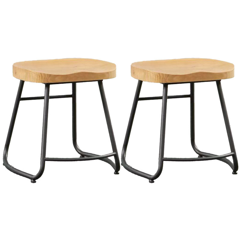 Industrial Style Bar-stool with Sled Round Saddle Seat Counter Stool for Kitchen Black 2 Piece Set Short Stool(18"H) Clearhalo 'Bar Furniture' 'Bar Stools' 'bar_stools' 'furn' 'furn_bar_stools' 'furniture_bar_stools' 'Kitchen & Dining Furniture' 'kitchen&dining_furn' 'kitchen' 'kitchen_furn' Furniture' 4422980