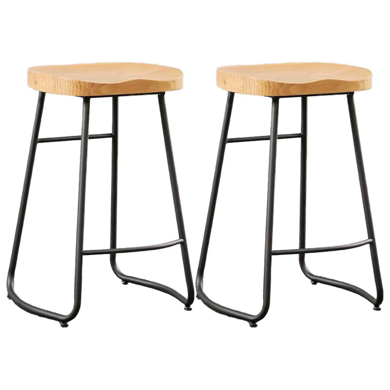Industrial Style Bar-stool with Sled Round Saddle Seat Counter Stool for Kitchen Black 2 Piece Set Counter Stool(26"H) Clearhalo 'Bar Furniture' 'Bar Stools' 'bar_stools' 'furn' 'furn_bar_stools' 'furniture_bar_stools' 'Kitchen & Dining Furniture' 'kitchen&dining_furn' 'kitchen' 'kitchen_furn' Furniture' 4422981