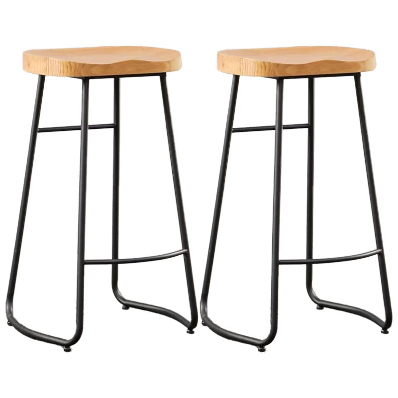 Industrial Style Bar-stool with Sled Round Saddle Seat Counter Stool for Kitchen Black 2 Piece Set Bar Stool(30"H) Clearhalo 'Bar Furniture' 'Bar Stools' 'bar_stools' 'furn' 'furn_bar_stools' 'furniture_bar_stools' 'Kitchen & Dining Furniture' 'kitchen&dining_furn' 'kitchen' 'kitchen_furn' Furniture' 4422982