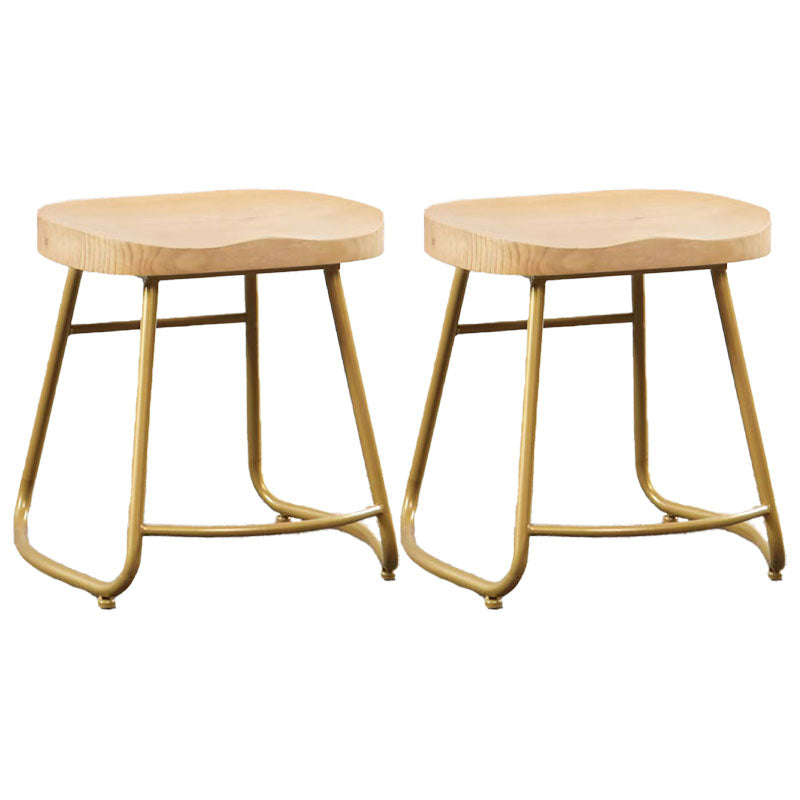 Industrial Style Bar-stool with Sled Round Saddle Seat Counter Stool for Kitchen Gold 2 Piece Set Short Stool(18"H) Clearhalo 'Bar Furniture' 'Bar Stools' 'bar_stools' 'furn' 'furn_bar_stools' 'furniture_bar_stools' 'Kitchen & Dining Furniture' 'kitchen&dining_furn' 'kitchen' 'kitchen_furn' Furniture' 4422983