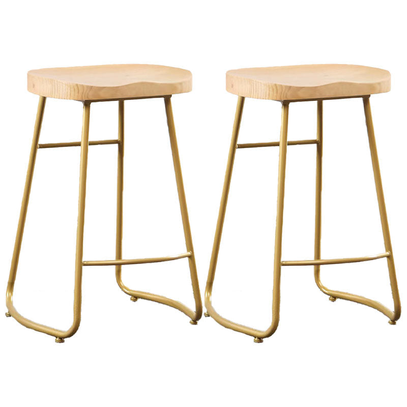 Industrial Style Bar-stool with Sled Round Saddle Seat Counter Stool for Kitchen Gold 2 Piece Set Counter Stool(26"H) Clearhalo 'Bar Furniture' 'Bar Stools' 'bar_stools' 'furn' 'furn_bar_stools' 'furniture_bar_stools' 'Kitchen & Dining Furniture' 'kitchen&dining_furn' 'kitchen' 'kitchen_furn' Furniture' 4422984
