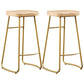 Industrial Style Bar-stool with Sled Round Saddle Seat Counter Stool for Kitchen Gold 2 Piece Set Bar Stool(30"H) Clearhalo 'Bar Furniture' 'Bar Stools' 'bar_stools' 'furn' 'furn_bar_stools' 'furniture_bar_stools' 'Kitchen & Dining Furniture' 'kitchen&dining_furn' 'kitchen' 'kitchen_furn' Furniture' 4422985