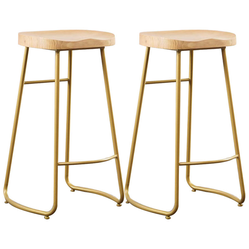 Industrial Style Bar-stool with Sled Round Saddle Seat Counter Stool for Kitchen Gold 2 Piece Set Bar Stool(30"H) Clearhalo 'Bar Furniture' 'Bar Stools' 'bar_stools' 'furn' 'furn_bar_stools' 'furniture_bar_stools' 'Kitchen & Dining Furniture' 'kitchen&dining_furn' 'kitchen' 'kitchen_furn' Furniture' 4422985