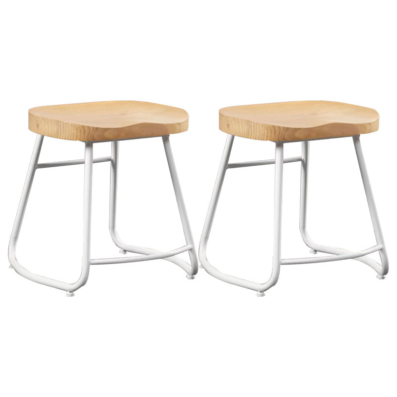 Industrial Style Bar-stool with Sled Round Saddle Seat Counter Stool for Kitchen White 2 Piece Set Short Stool(18"H) Clearhalo 'Bar Furniture' 'Bar Stools' 'bar_stools' 'furn' 'furn_bar_stools' 'furniture_bar_stools' 'Kitchen & Dining Furniture' 'kitchen&dining_furn' 'kitchen' 'kitchen_furn' Furniture' 4422986