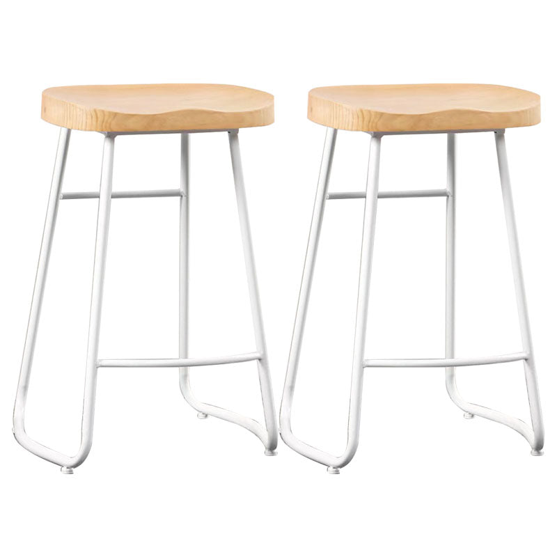 Industrial Style Bar-stool with Sled Round Saddle Seat Counter Stool for Kitchen White 2 Piece Set Counter Stool(26"H) Clearhalo 'Bar Furniture' 'Bar Stools' 'bar_stools' 'furn' 'furn_bar_stools' 'furniture_bar_stools' 'Kitchen & Dining Furniture' 'kitchen&dining_furn' 'kitchen' 'kitchen_furn' Furniture' 4422987