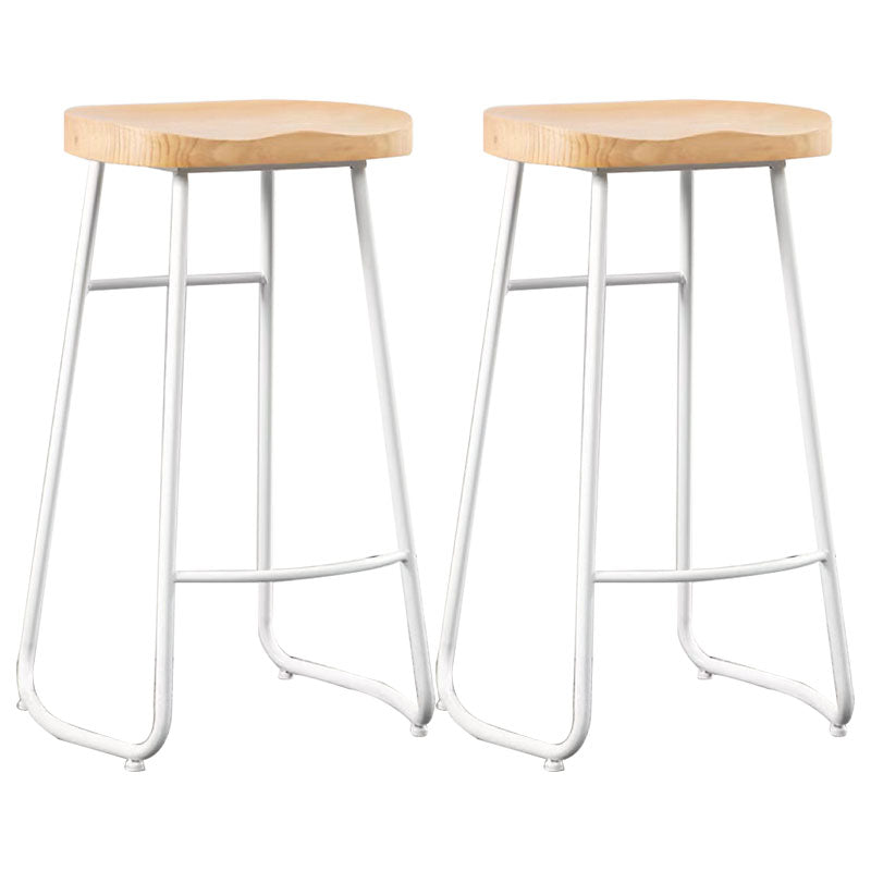 Industrial Style Bar-stool with Sled Round Saddle Seat Counter Stool for Kitchen White 2 Piece Set Bar Stool(30"H) Clearhalo 'Bar Furniture' 'Bar Stools' 'bar_stools' 'furn' 'furn_bar_stools' 'furniture_bar_stools' 'Kitchen & Dining Furniture' 'kitchen&dining_furn' 'kitchen' 'kitchen_furn' Furniture' 4422988
