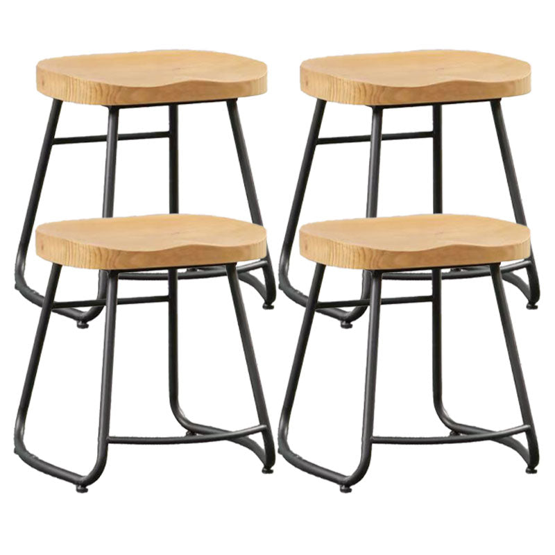 Industrial Style Bar-stool with Sled Round Saddle Seat Counter Stool for Kitchen Black 4 Piece Set Short Stool(18"H) Clearhalo 'Bar Furniture' 'Bar Stools' 'bar_stools' 'furn' 'furn_bar_stools' 'furniture_bar_stools' 'Kitchen & Dining Furniture' 'kitchen&dining_furn' 'kitchen' 'kitchen_furn' Furniture' 4422989