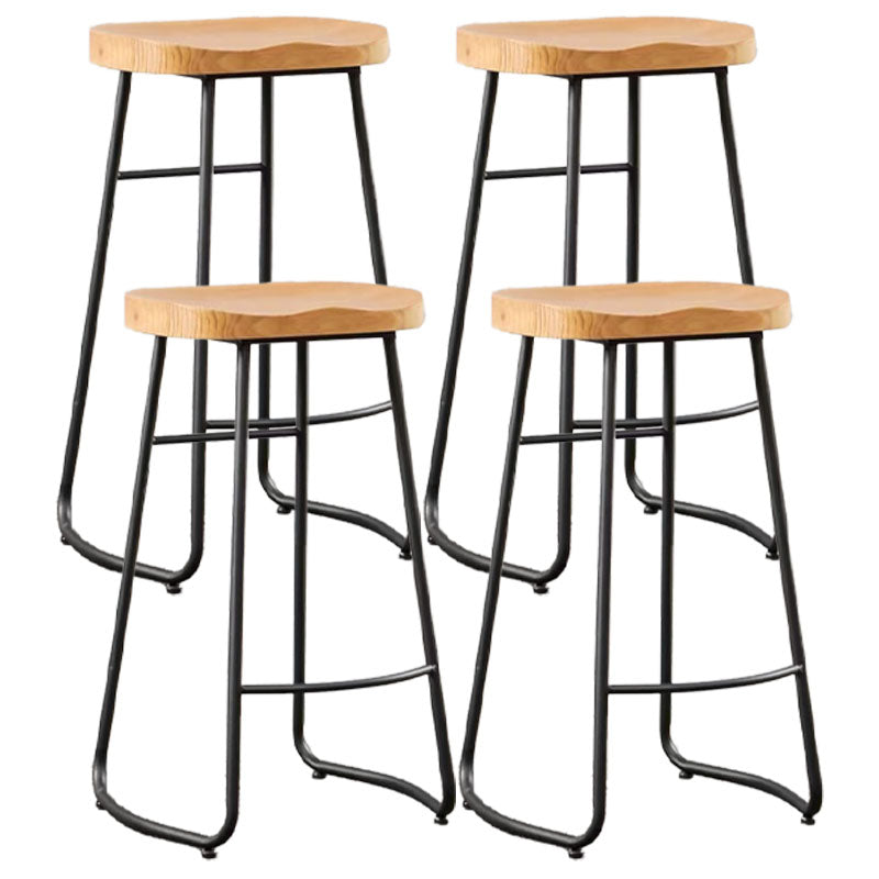 Industrial Style Bar-stool with Sled Round Saddle Seat Counter Stool for Kitchen Black 4 Piece Set Bar Stool(30"H) Clearhalo 'Bar Furniture' 'Bar Stools' 'bar_stools' 'furn' 'furn_bar_stools' 'furniture_bar_stools' 'Kitchen & Dining Furniture' 'kitchen&dining_furn' 'kitchen' 'kitchen_furn' Furniture' 4422991