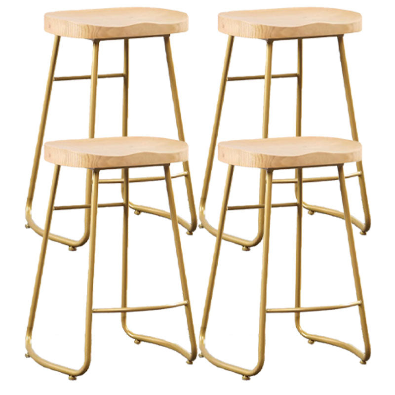 Industrial Style Bar-stool with Sled Round Saddle Seat Counter Stool for Kitchen Gold 4 Piece Set Counter Stool(26"H) Clearhalo 'Bar Furniture' 'Bar Stools' 'bar_stools' 'furn' 'furn_bar_stools' 'furniture_bar_stools' 'Kitchen & Dining Furniture' 'kitchen&dining_furn' 'kitchen' 'kitchen_furn' Furniture' 4422993